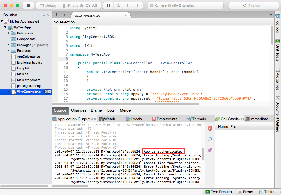 App Authenticated